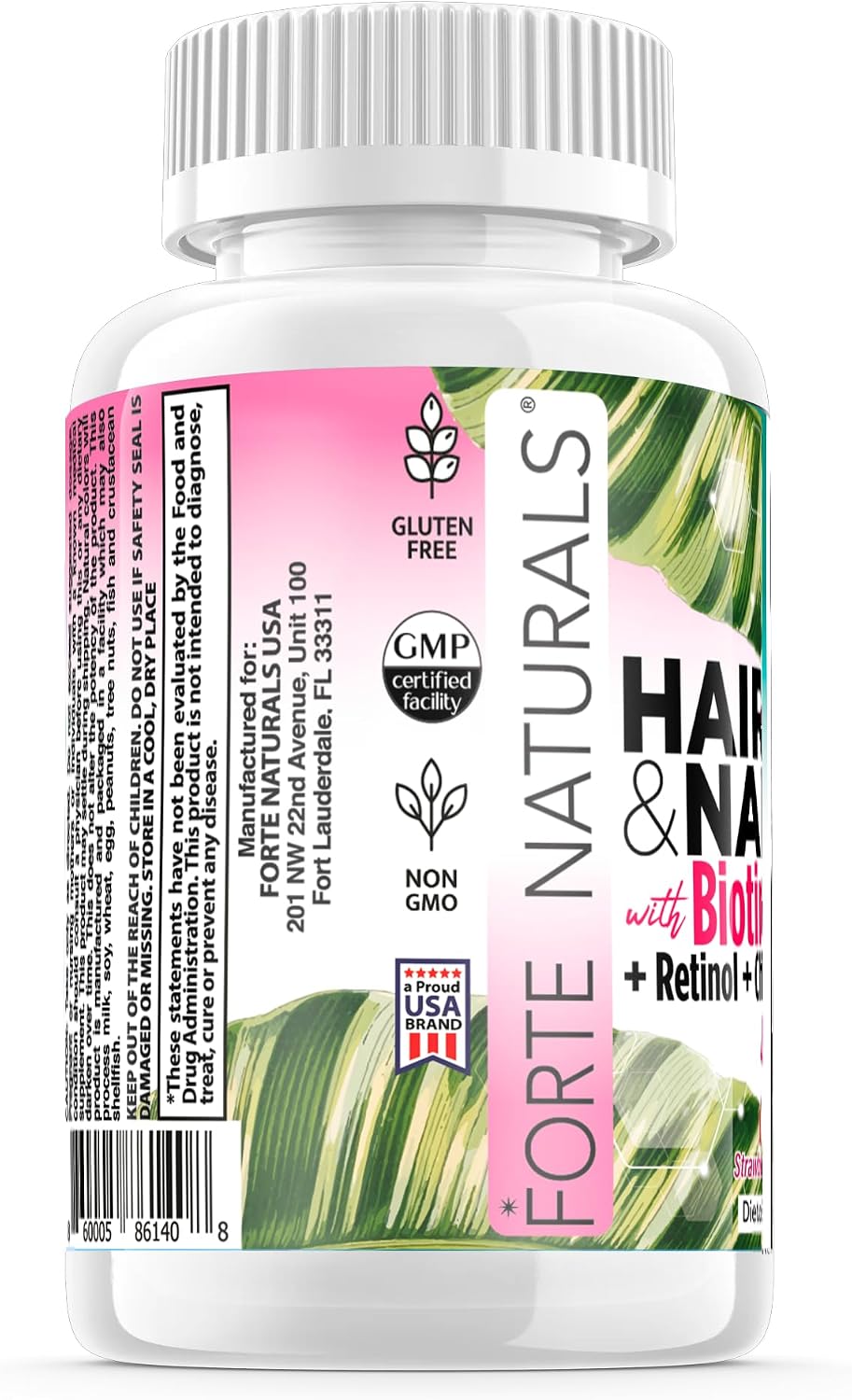 FORTE NATURALS Gominolas de Biotina 5000mcg para Cabello, Piel y Uñas - 60 unidades