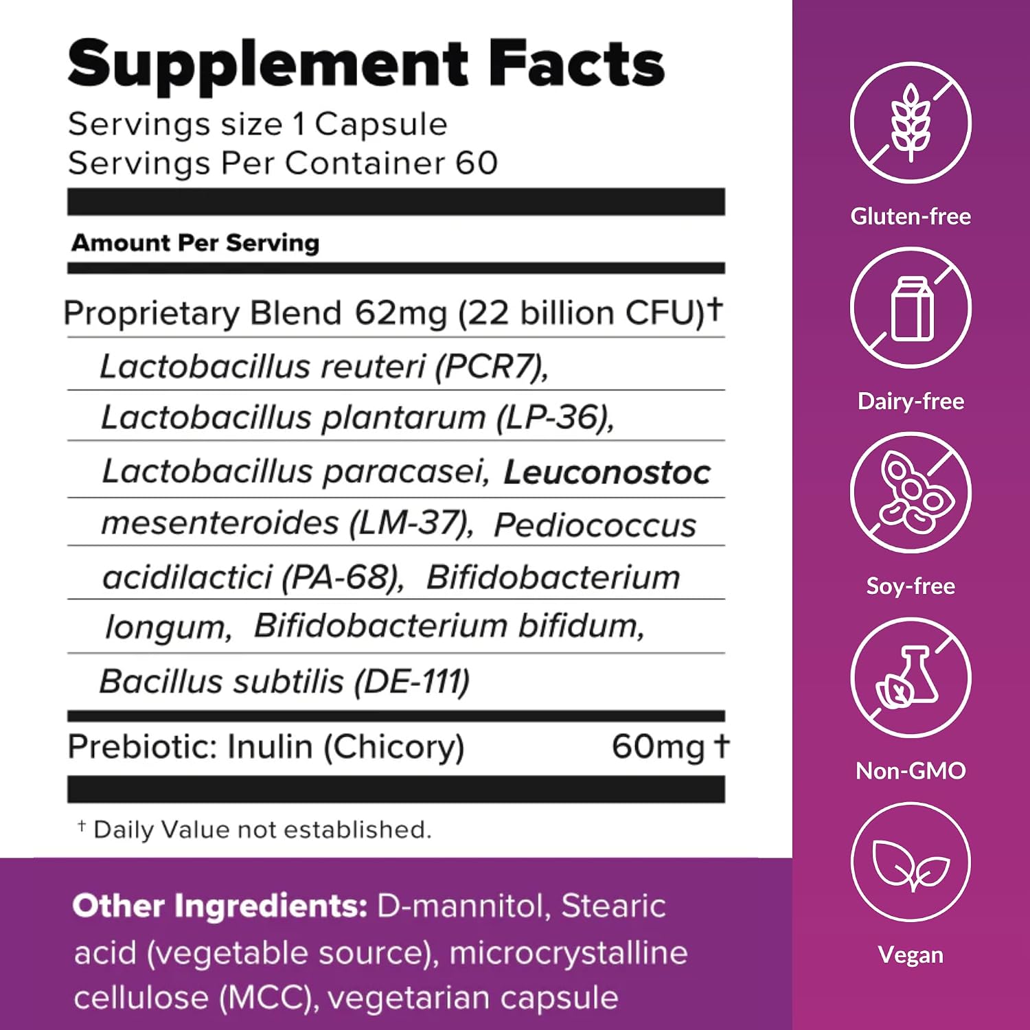 BiotiQuest Sugar Shift Probiótico - Reduce Antojos de Azúcar y Carbohidratos, 22B UFC, 60 Cápsulas