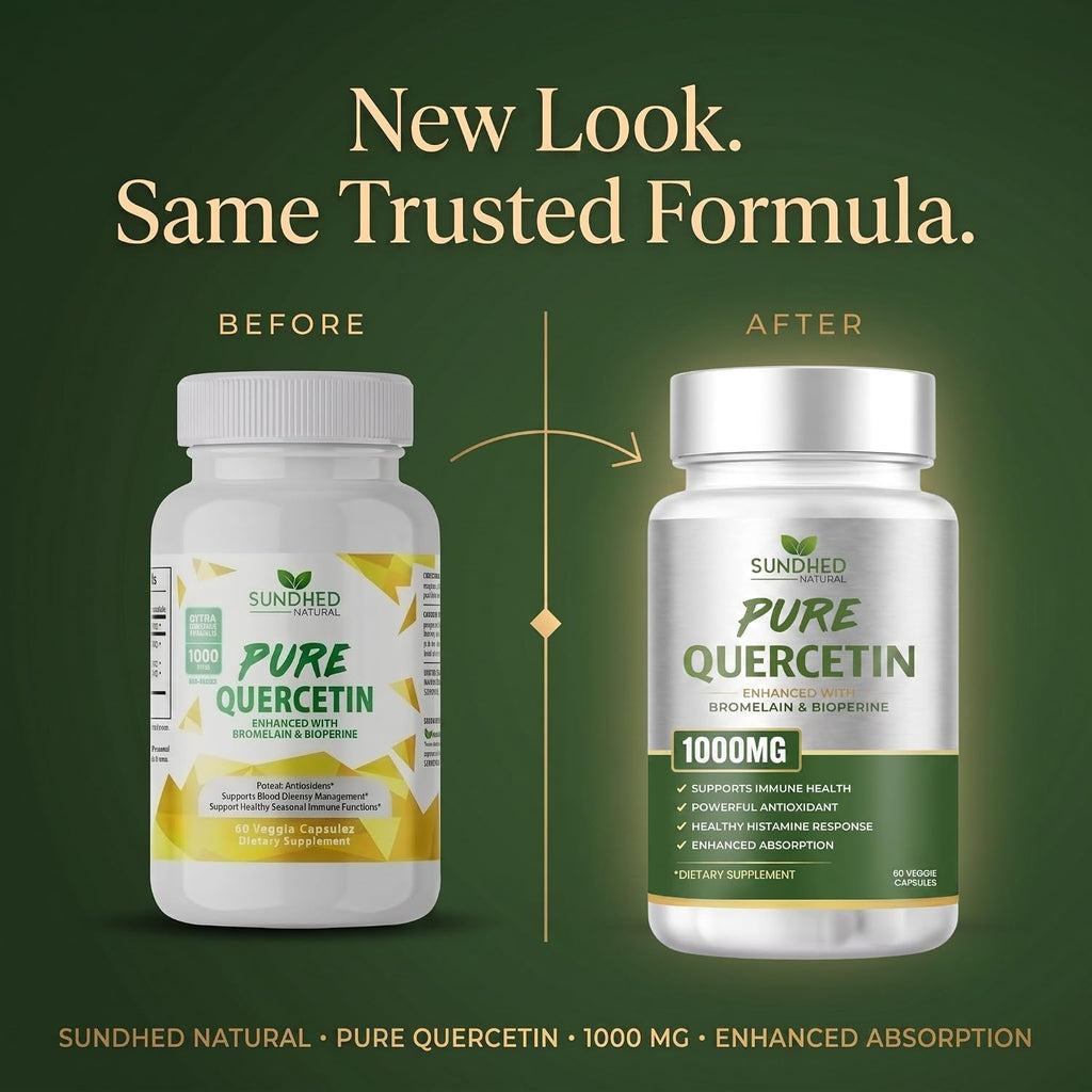Sundhed Natural Quercetina Pura con Bromelina y Bioperina - 1000 mg, 60 Cápsulas