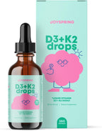 JoySpring Gotas de Vitamina D3 con K2 para Niños – Suplemento Líquido para la Absorción de Calcio – 360 Dosis (59 ml)