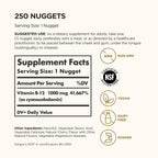 Solgar Vitamina B12 1000 mcg, 250 Nuggets Sublinguales