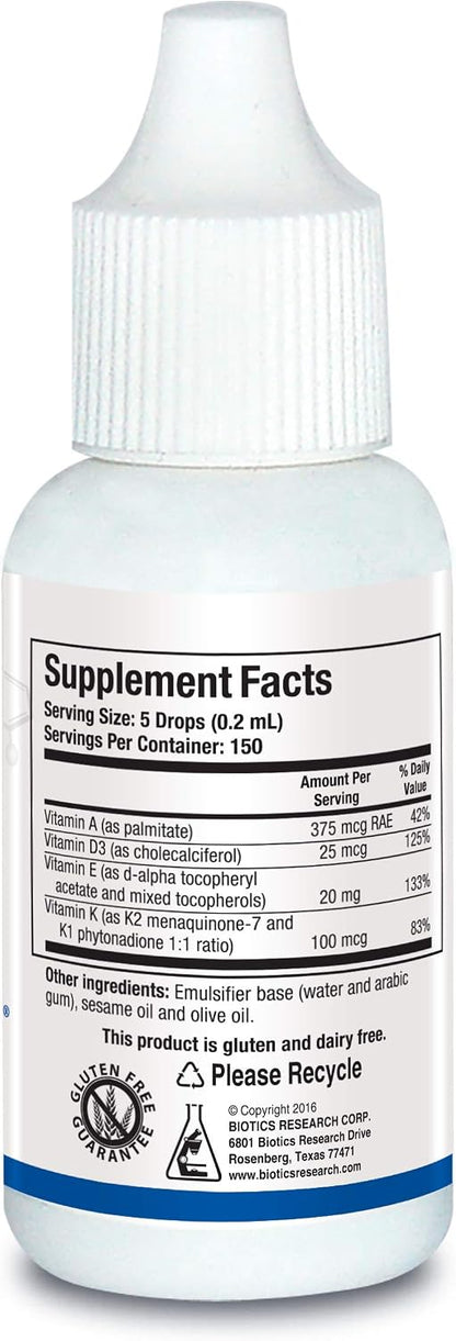 BIOTICS RESEARCH Bio ADEK Mulsion - Fórmula – Vitamina D: ayuda a la absorción y utilización normal del calcio y – Image 2