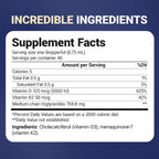 Dr. Berg Maximum Strength Vitamina D3 K2 Líquido con MCT Oil – 5000 UI de Vitamina D3 con K2 – Sin Sabor 30 ml