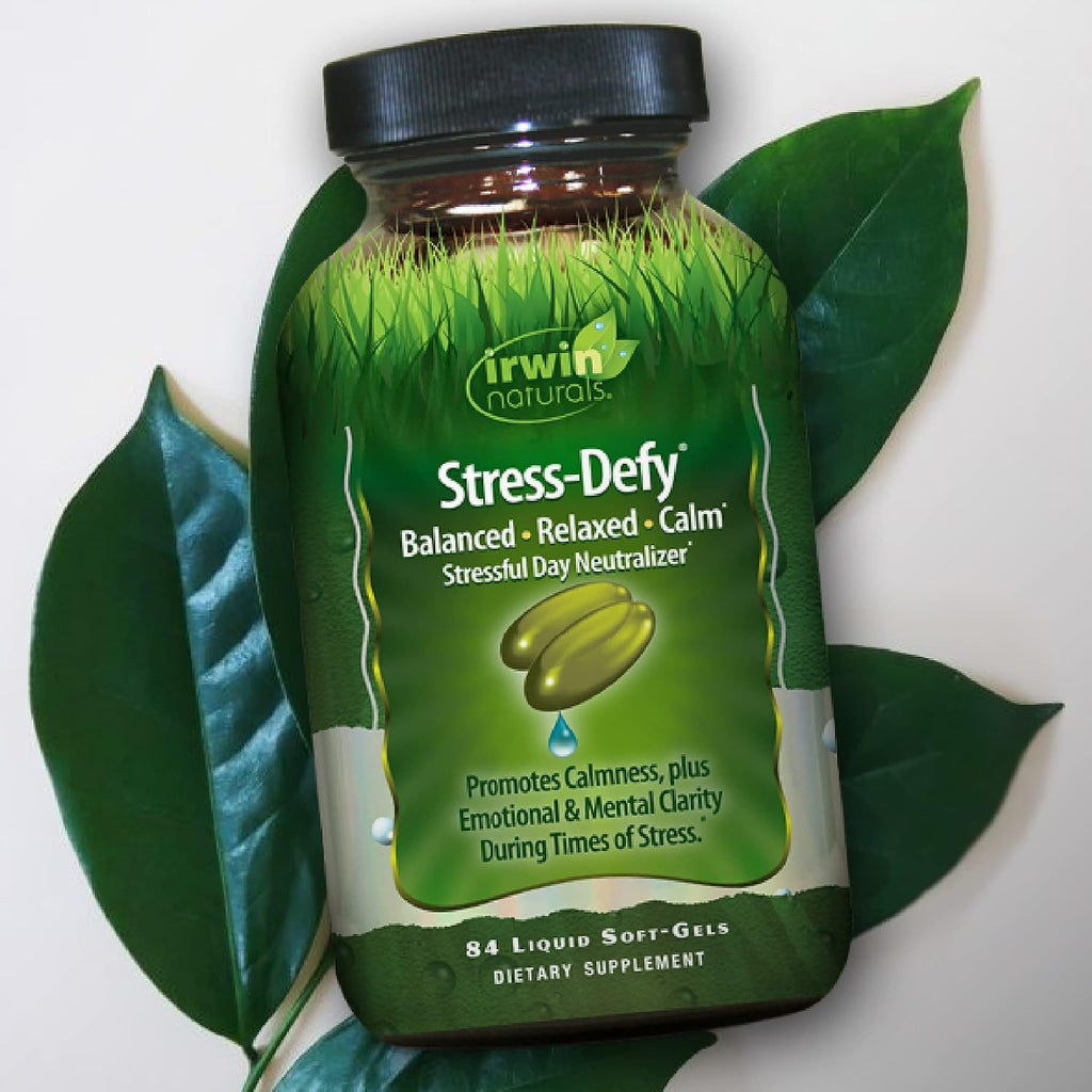 Irwin Naturals Stress-Defy Mood Support – 84 Liquid Soft-Gels – Calma, Equilibrio y Bienestar Emocional