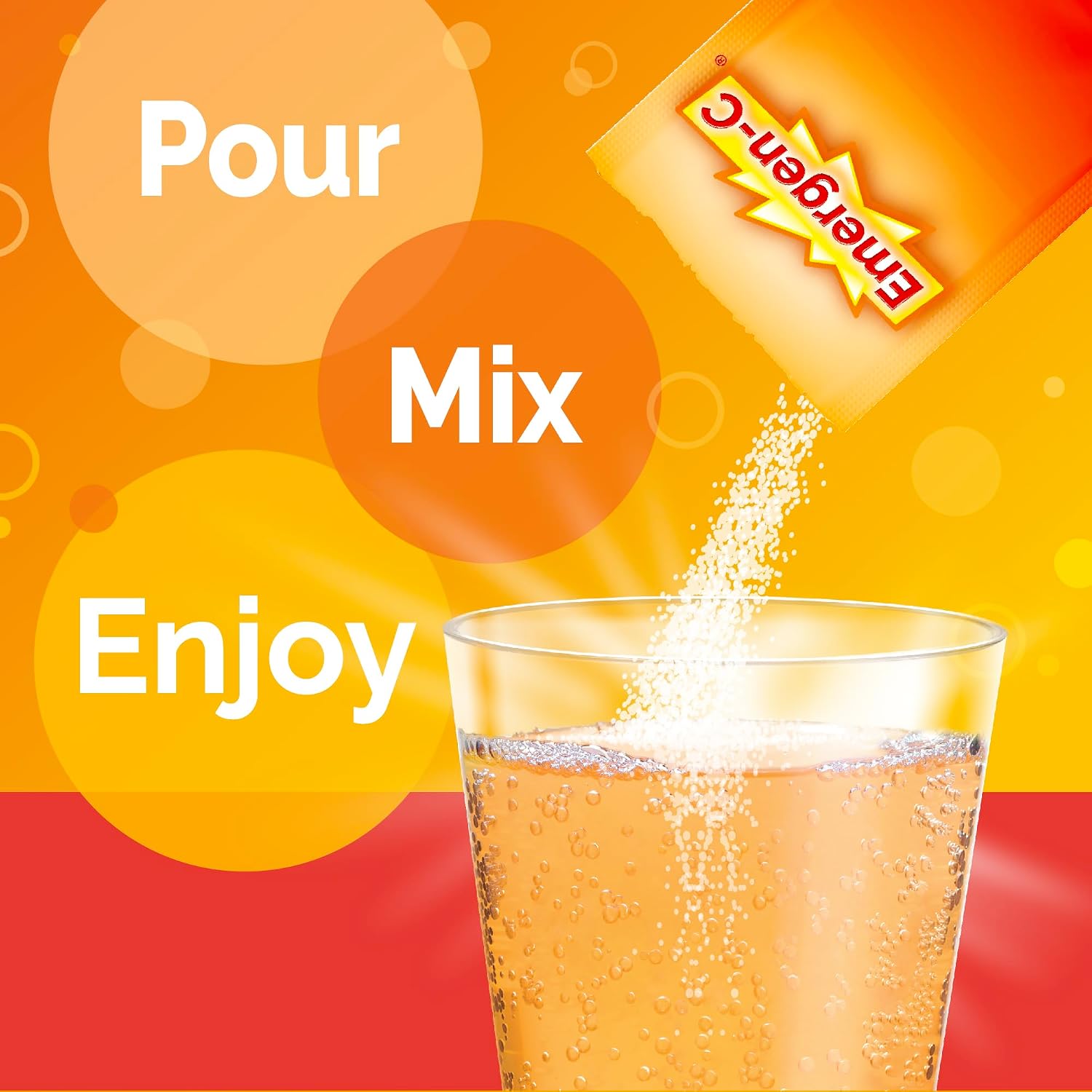 Emergen-C 1000mg Vitamina C en Polvo con Antioxidantes y Vitaminas B, Sabor Mandarina - 60 Sobres