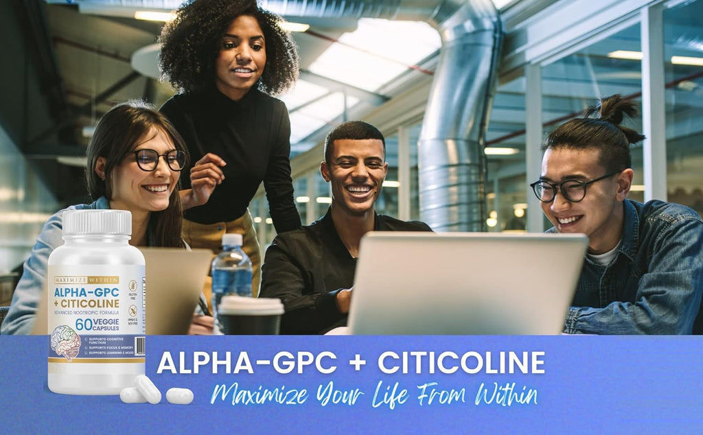 Alpha GPC + Citicolina 60 Cápsulas, 1600mg Fórmula Concentrada