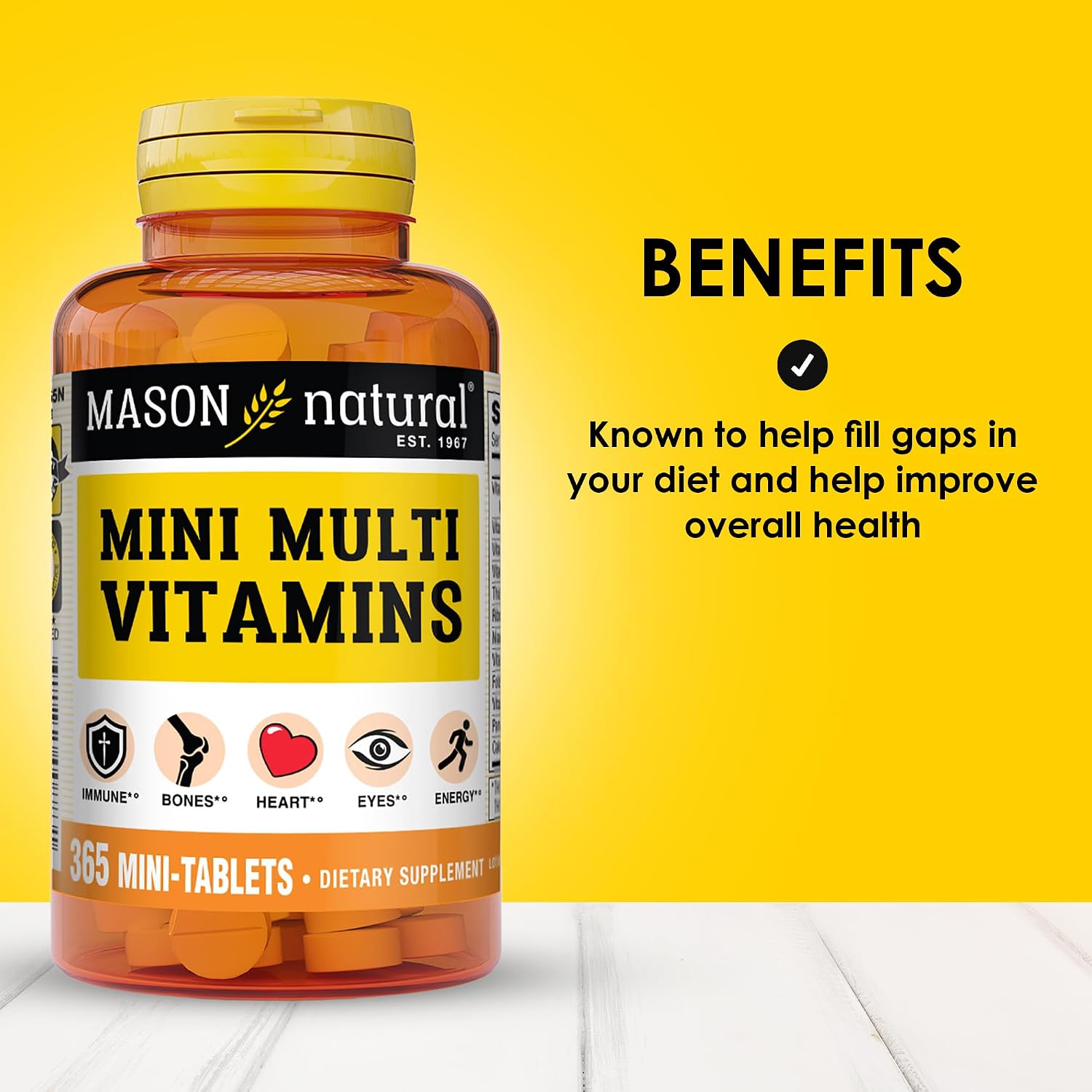 MASON NATURAL Mini Multivitamin with Iron and 12 Key Nutrients, 1 Year Supply