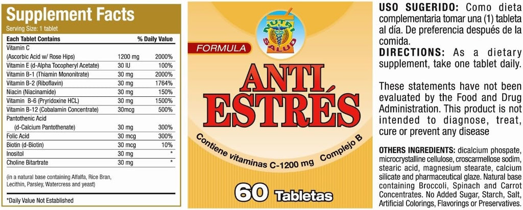 Nutrisalud Products Anti-Stress Natural Formula - Set of 2 Bottles (4 Months)