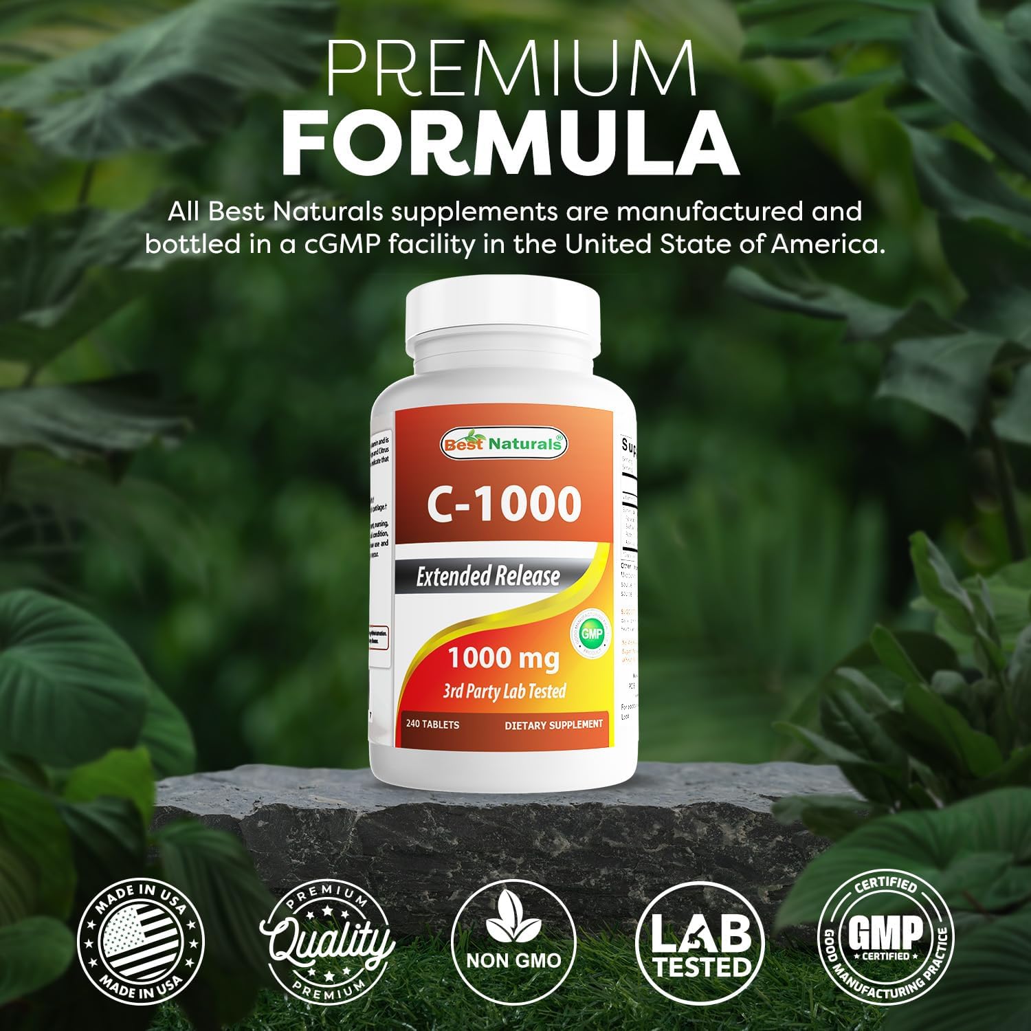 Best Naturals Vitamin C 1000 mg con Rosa Mosqueta y Bayas, 240 Comprimidos