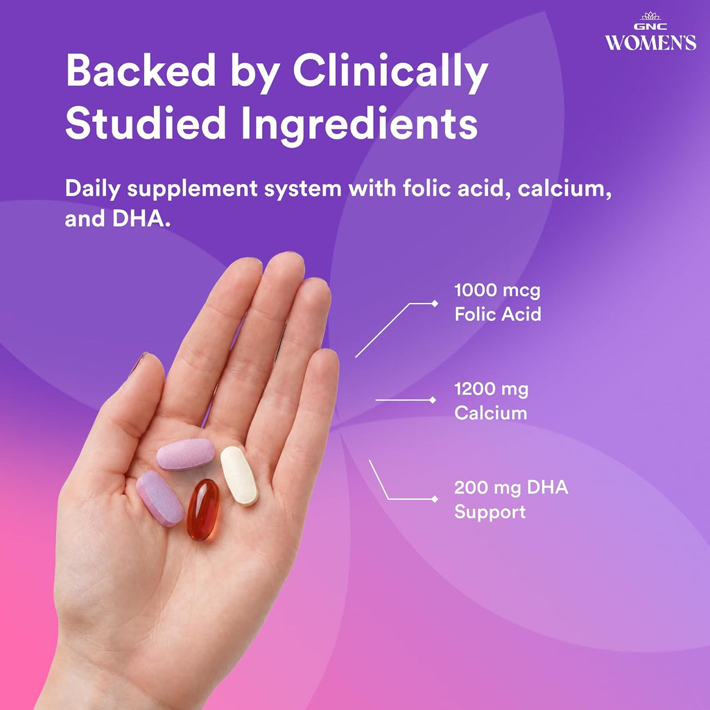 GNC Women's Prenatal Program - Sistema de suplementos diarios, 30 packs