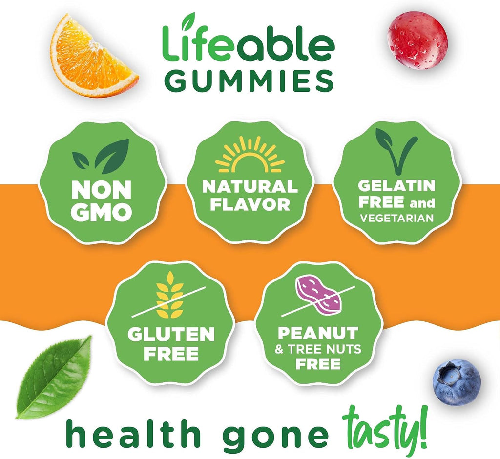 Lifeable Vitamin C Gummies para Adultos | 750 mg | Sabor Naranja | Vegano | 90 Gominolas