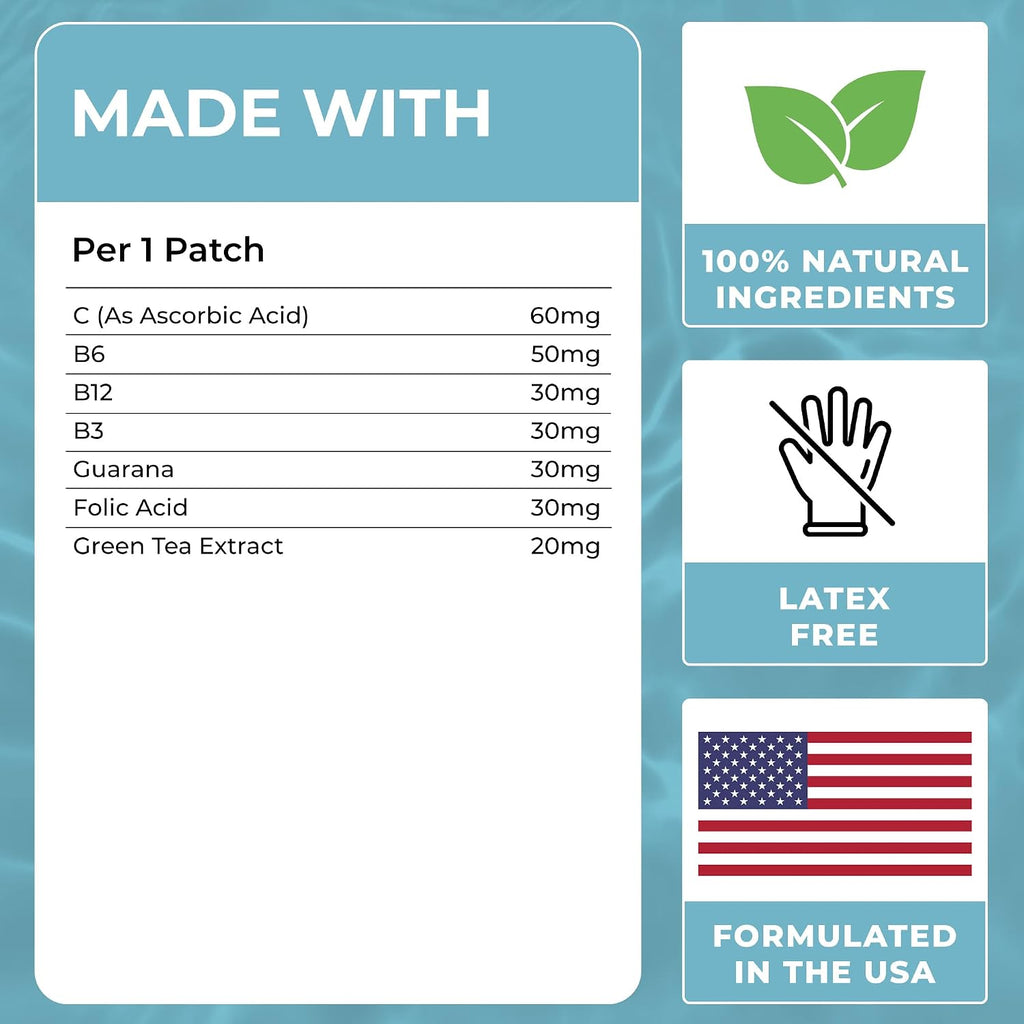 Parches de B12 VIORY (Pack de 60) - 100% Naturales para Mujer y Hombre - Energía, Enfoque y Apoyo Corporal - Fórmula Mejorada
