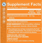 The Vitamin Shoppe DHEA 50 mg, Salud Hormonal y Envejecimiento Saludable (60 Cápsulas)