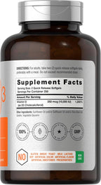 Horbäach Vitamina D3 10000 IU - 500 Softgels | Suplemento No-GMO, Sin Gluten, Alta Potencia (250 mcg)