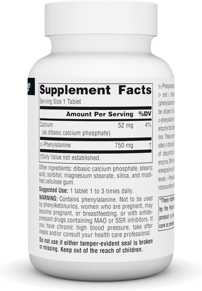 Source Naturals DLPA DL-Fenilalanina 750 mg, 60 Comprimidos – Image 2