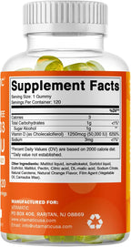 Vitamatic Vitamina D3 50.000 UI Sin Azúcar - 120 Gomitas de Pectina - Suplemento Semanal para Huesos, Dientes y Sistema Inmunológico