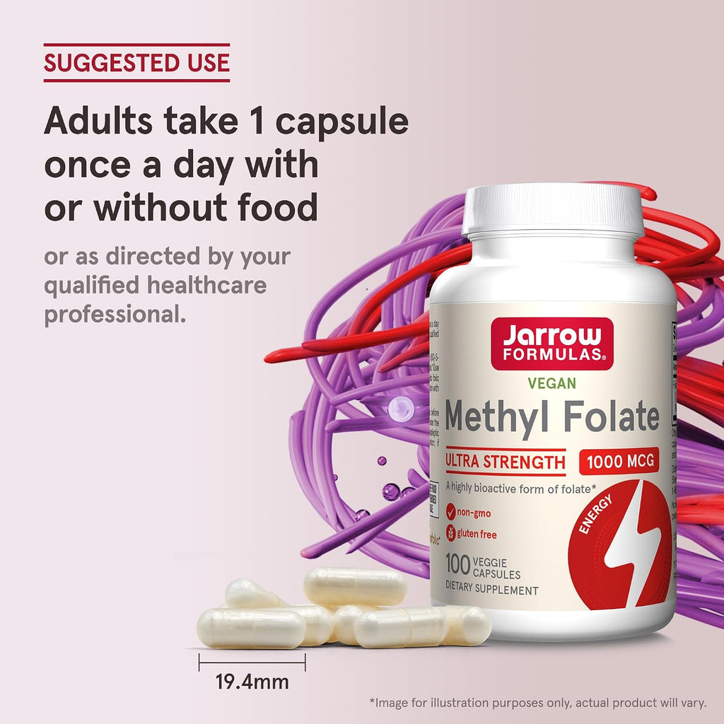 Jarrow Formulas Methyl Folate 1000 mcg - 100 Cápsulas Vegetales