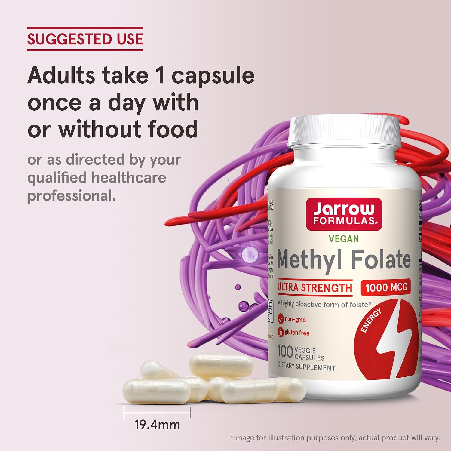 Jarrow Formulas Methyl Folate 1000 mcg - 100 Cápsulas Vegetales