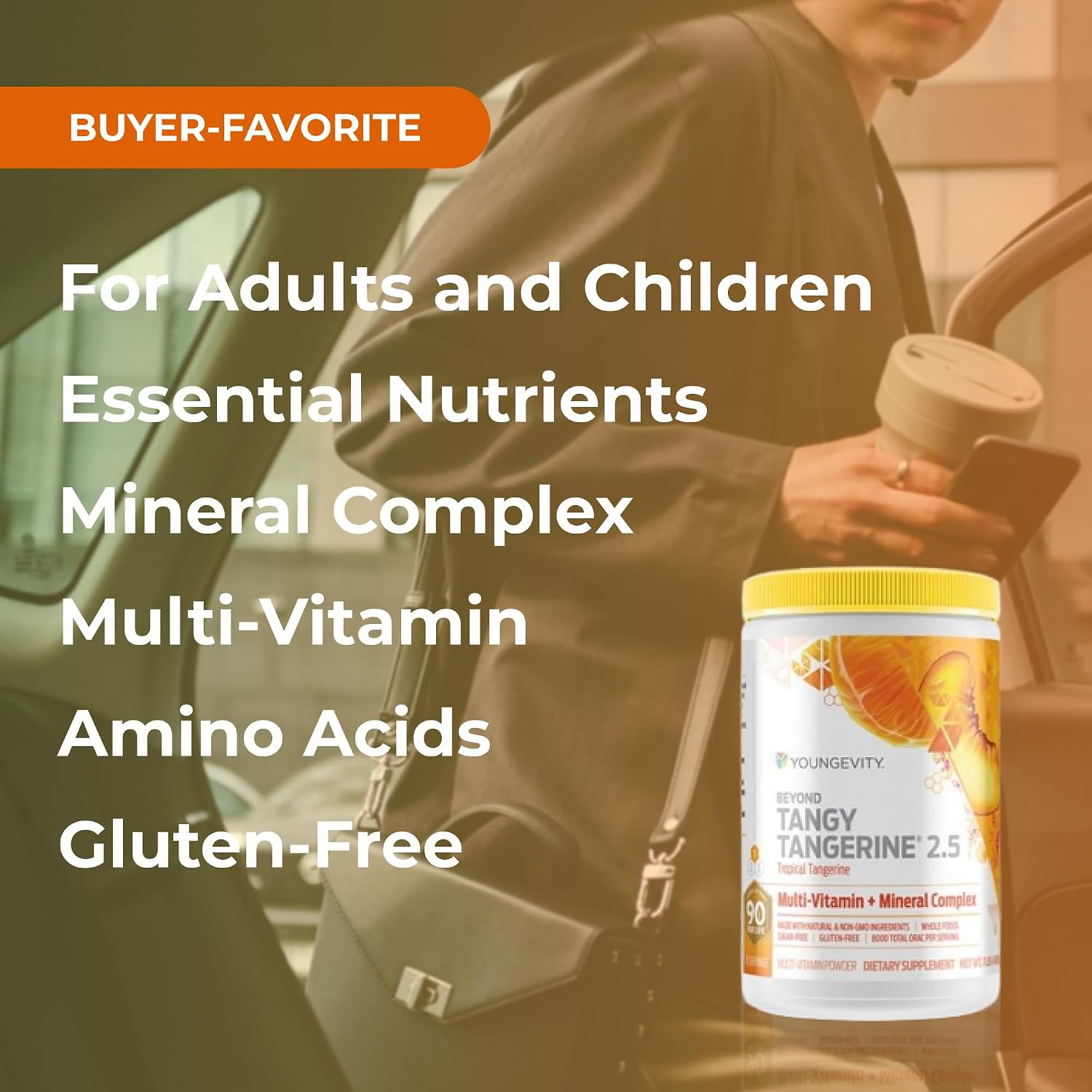 Youngevity Beyond Tangy Tangerine 2.5 Tropical Tangerine - Complejo Multivitamínico y Mineral (30 dosis)
