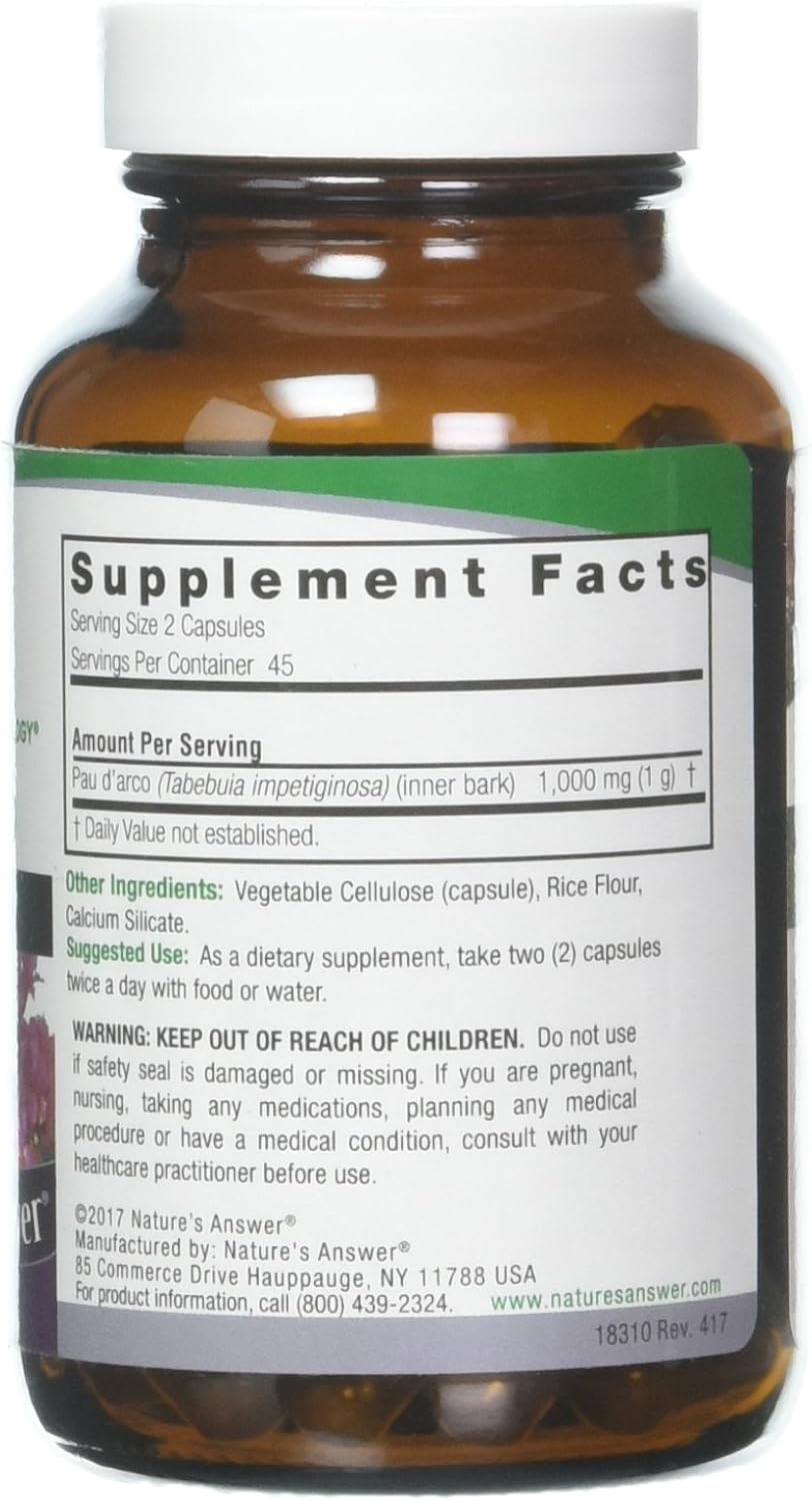 Nature's Answer PAU D'Arco, 90 Cápsulas Vegetarianas (500 mg por Cápsula)