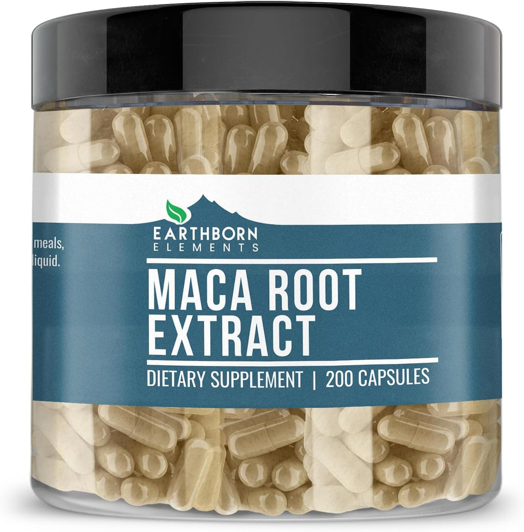 Earthborn Elements Maca Root Extract 200 Cápsulas, Puro y Sin Aditivos