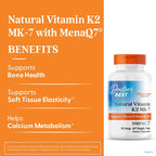 Doctor's Best Natural Vitamin K2 MK7 con MenaQ7, 45 mcg, 60 Cápsulas Veganas