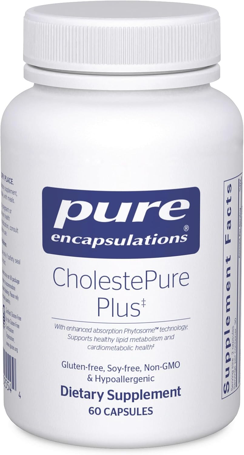 Pure Encapsulations CholestePure Plus – 60 Cápsulas – Berberina, Bergamota y Fitosteroles