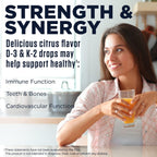 KAL D3 K2 DropIns 125/500 mcg - Suplemento Líquido de Vitamina D3 y K2 - Sabor Cítrico Natural - 59 ml