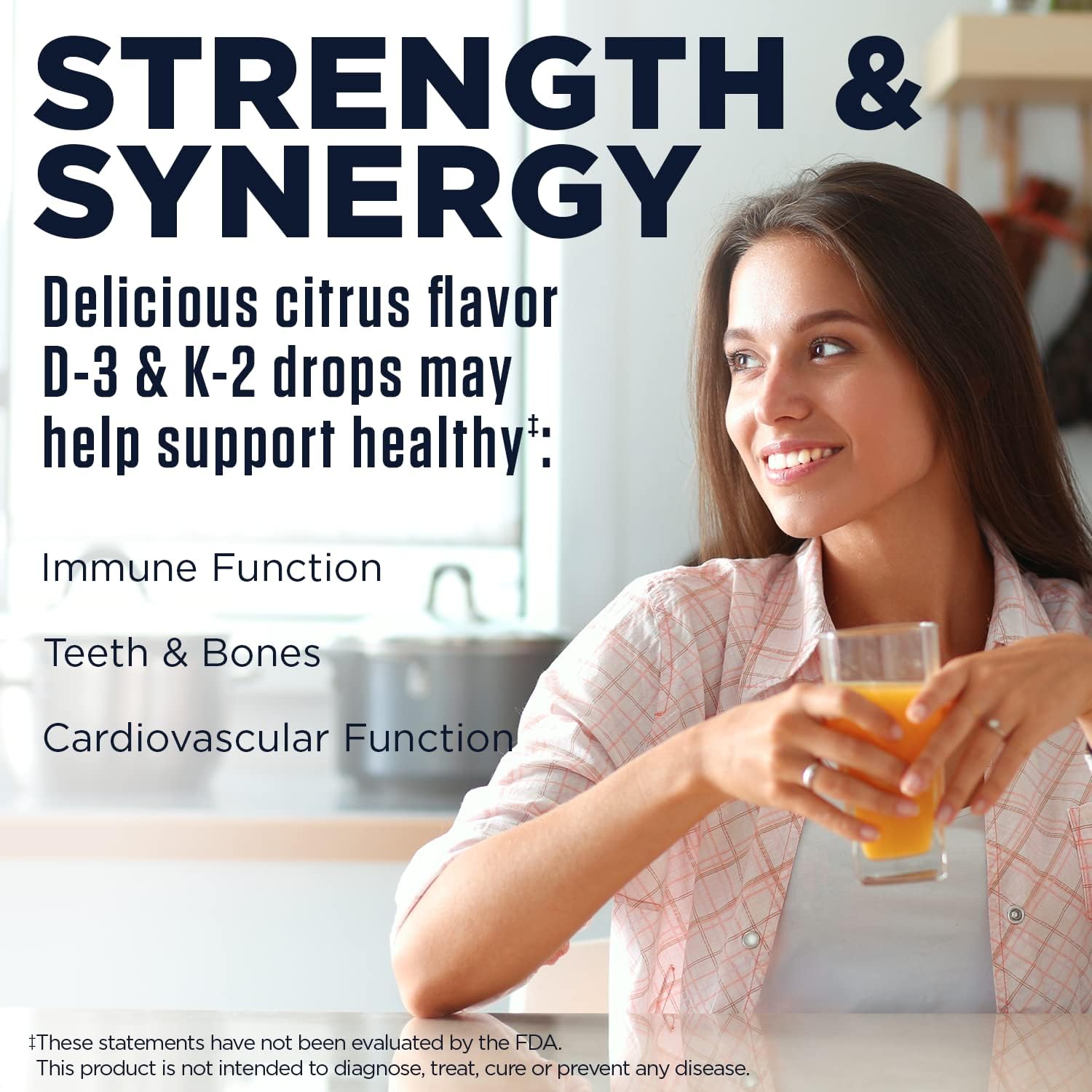 KAL D3 K2 DropIns 125/500 mcg - Suplemento Líquido de Vitamina D3 y K2 - Sabor Cítrico Natural - 59 ml
