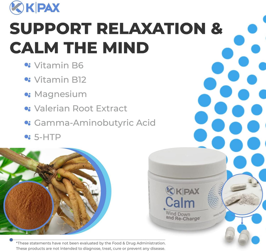 KPAX Calm Magnesio Glicinato, Complemento Anti-Estrés con GABA y Valeriana – 60 Comprimidos