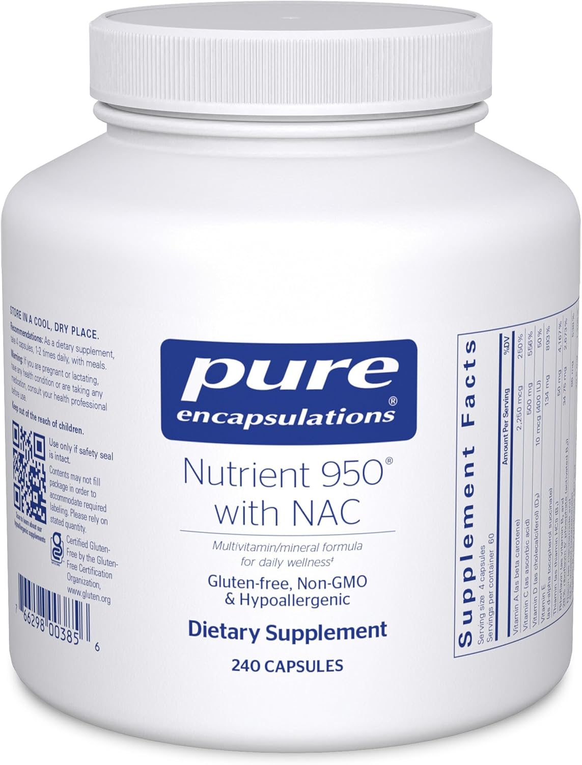 Pure Encapsulations Nutrient 950 con NAC | 240 cápsulas