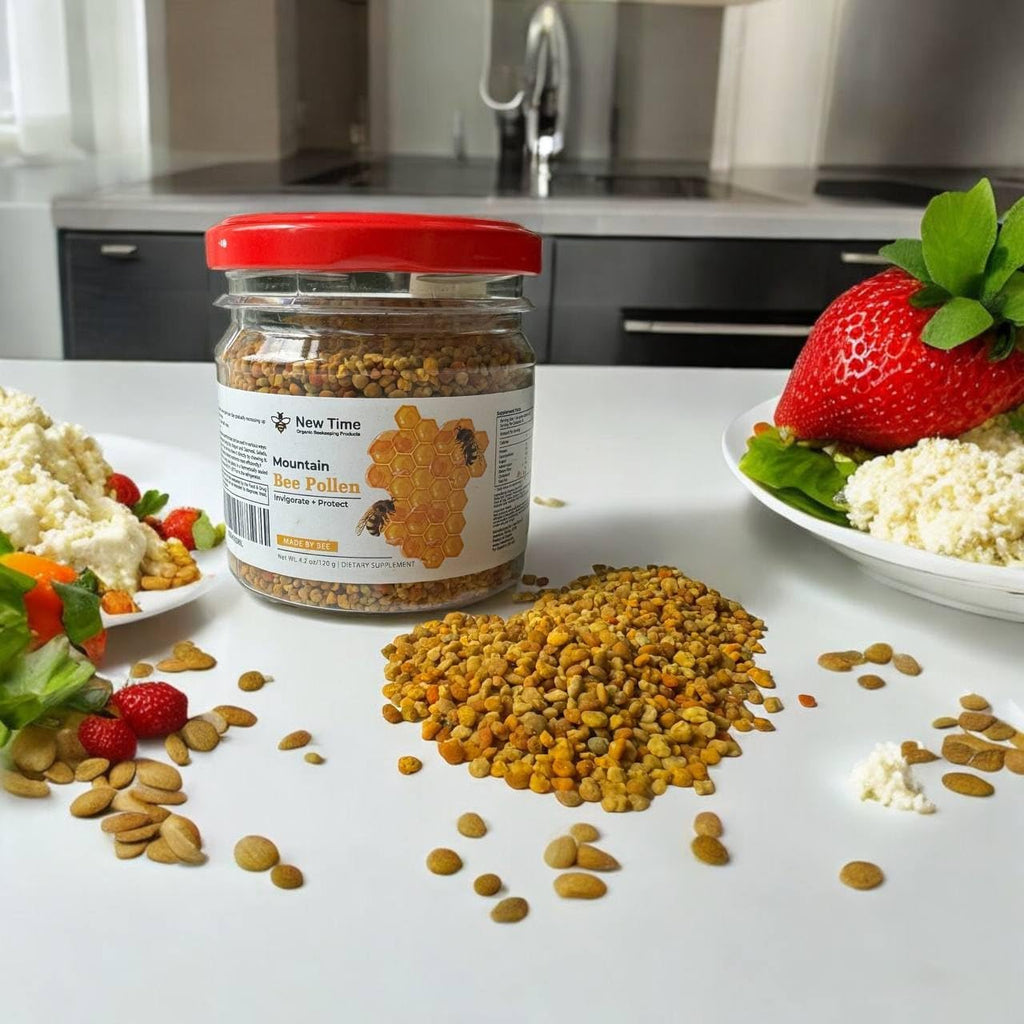 Gránulos de Polen de Abeja Orgánico para Mujeres - Complemento Alimenticio - Impulso de Energía Matutina 120g
