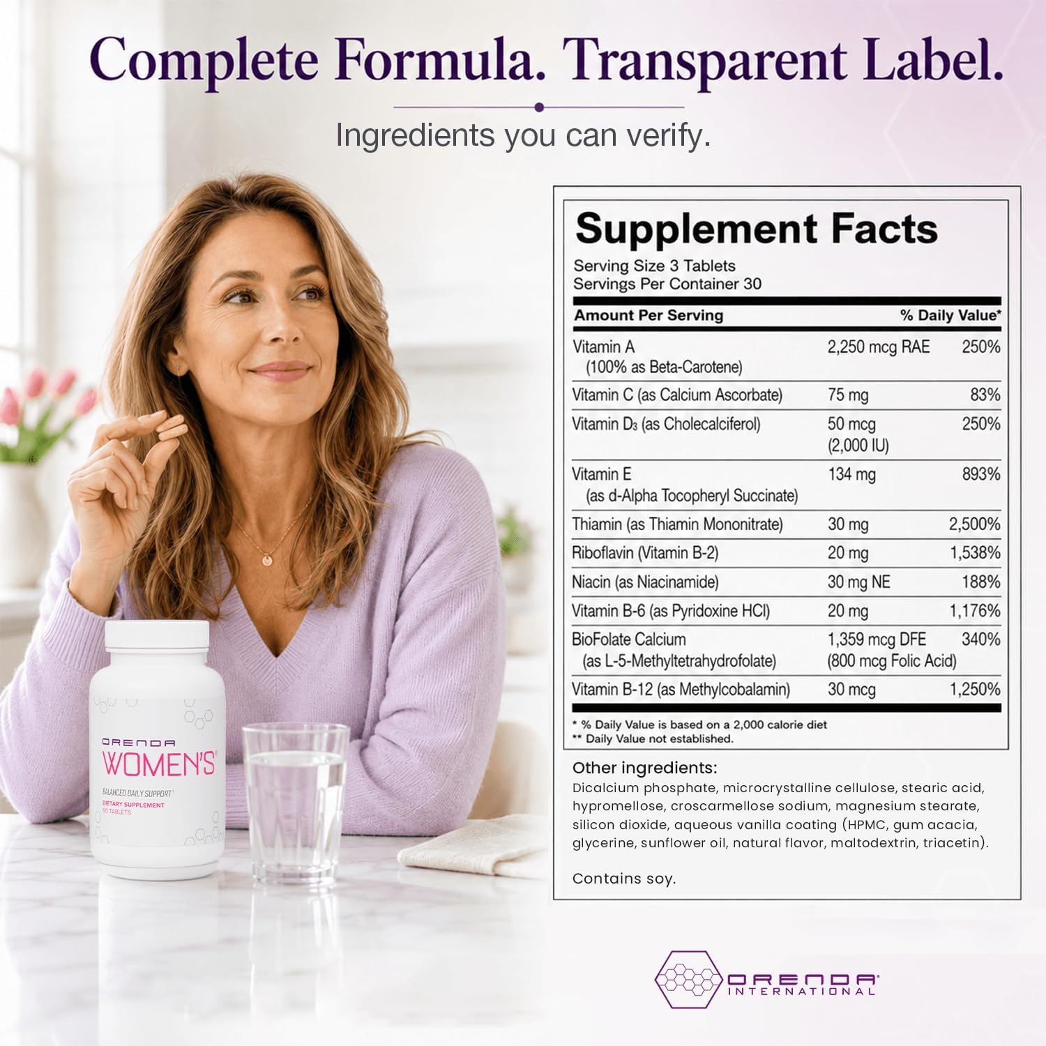 Orenda Women's® - Multivitamínico completo para mujeres 35+ - 90 comprimidos