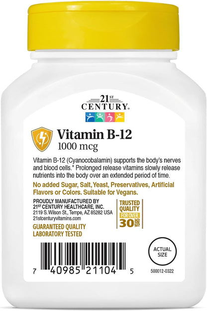 21st Century B12 1000 mcg Liberación – Sistema inmunitario: Apoya las defensas naturales del organismo. – Image 5