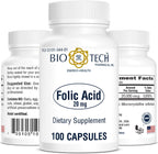 Bio-Tech Pharmacal Folic Acid 20 mg, 100 Tablets