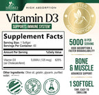 Nature's Nutrition Vitamina D3 5000 UI - 60 Cápsulas Blandas - Suplemento Extra Fuerte para Huesos, Dientes, Músculos e Inmunidad