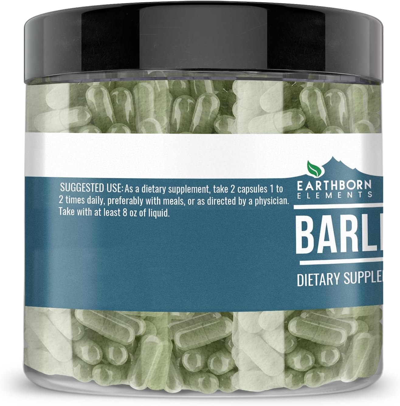 Earthborn Elements Hierba de Cebada 200 Cápsulas, Puro y Sin Diluir, Sin Aditivos