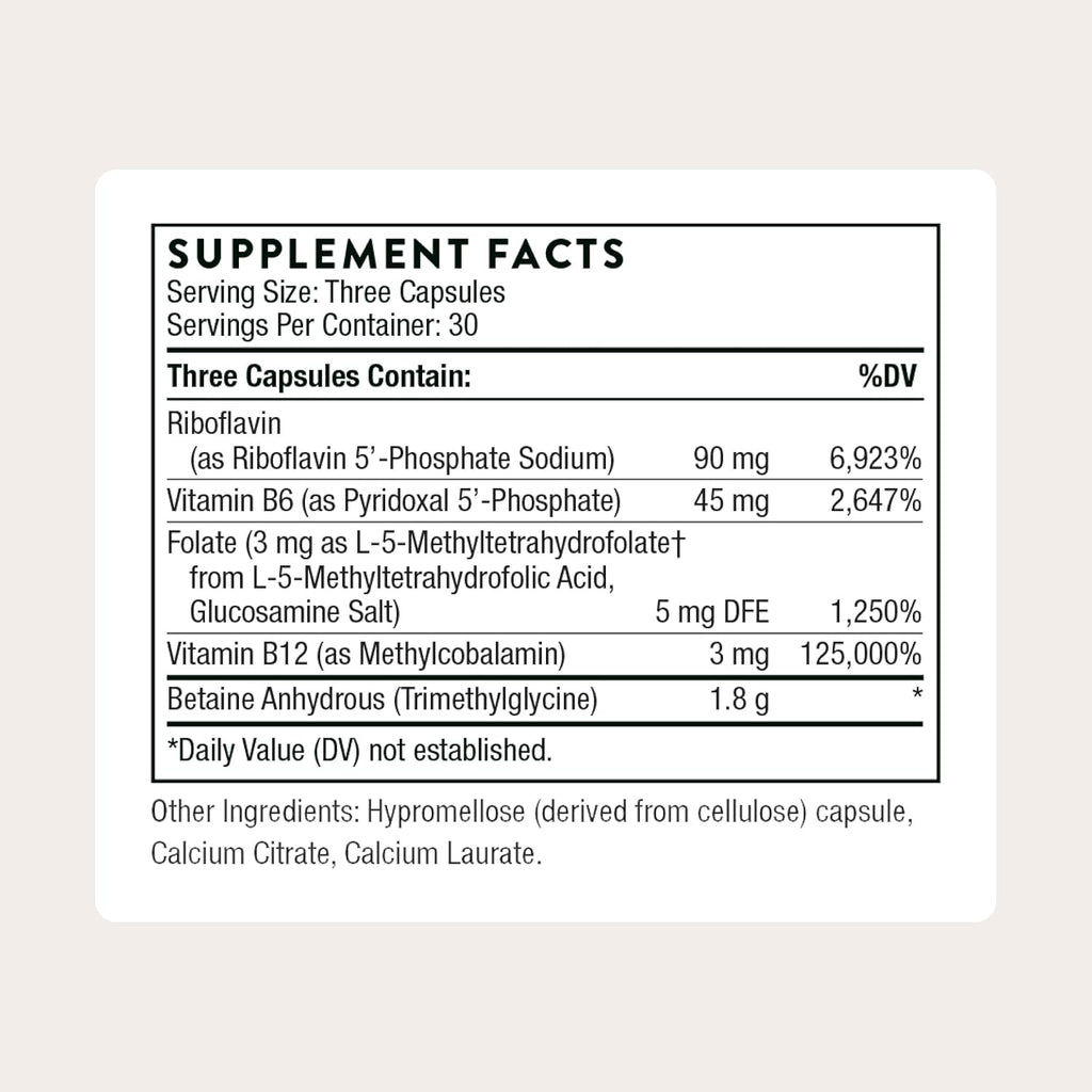 THORNE Methyl-Guard Plus - 30 Cápsulas - Folato Activo 5-MTHF y Vitaminas B