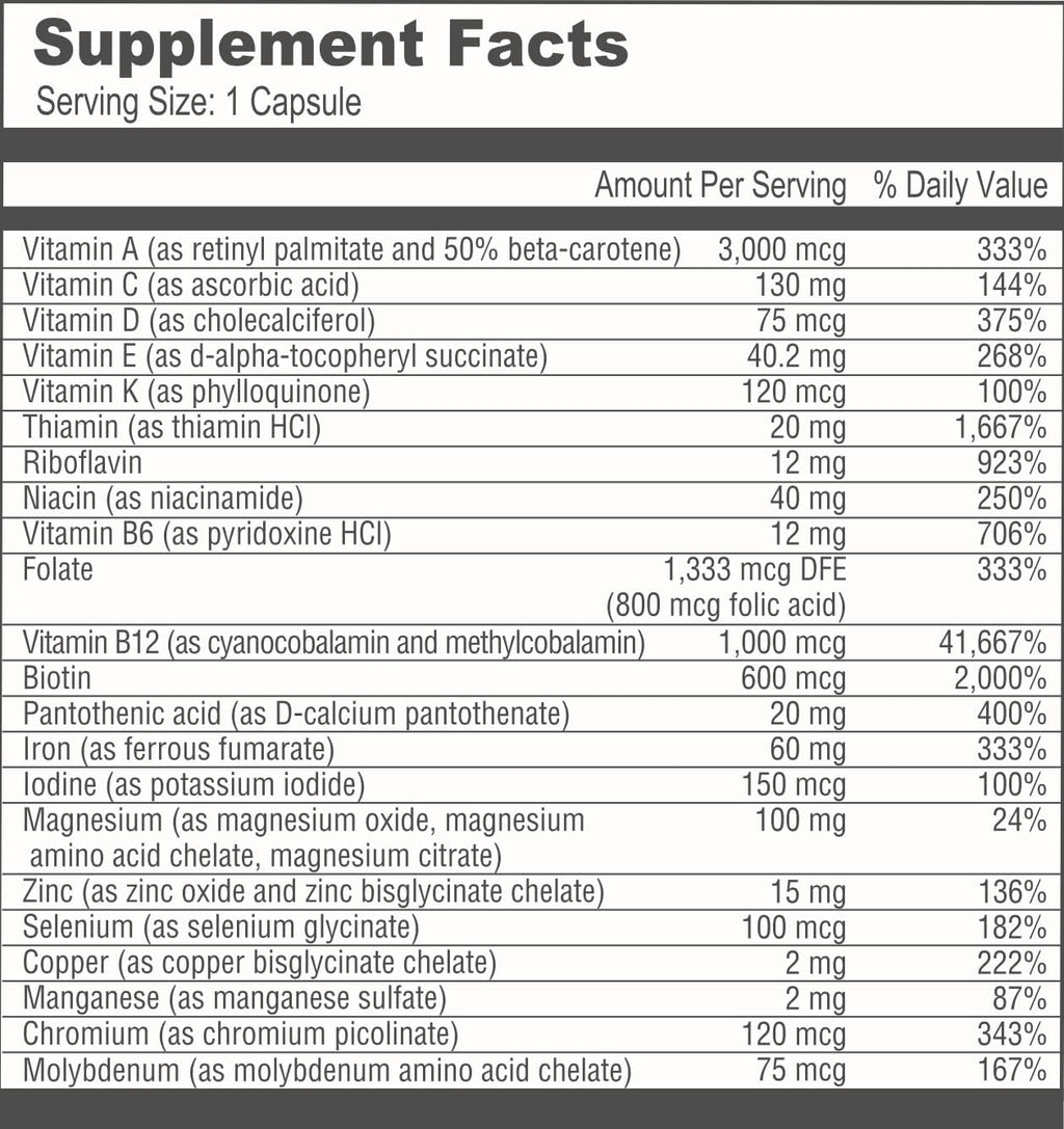 BariatricPal Multivitamin ONE - Multivitamínico Bariátrico con Hierro, 30 Cápsulas