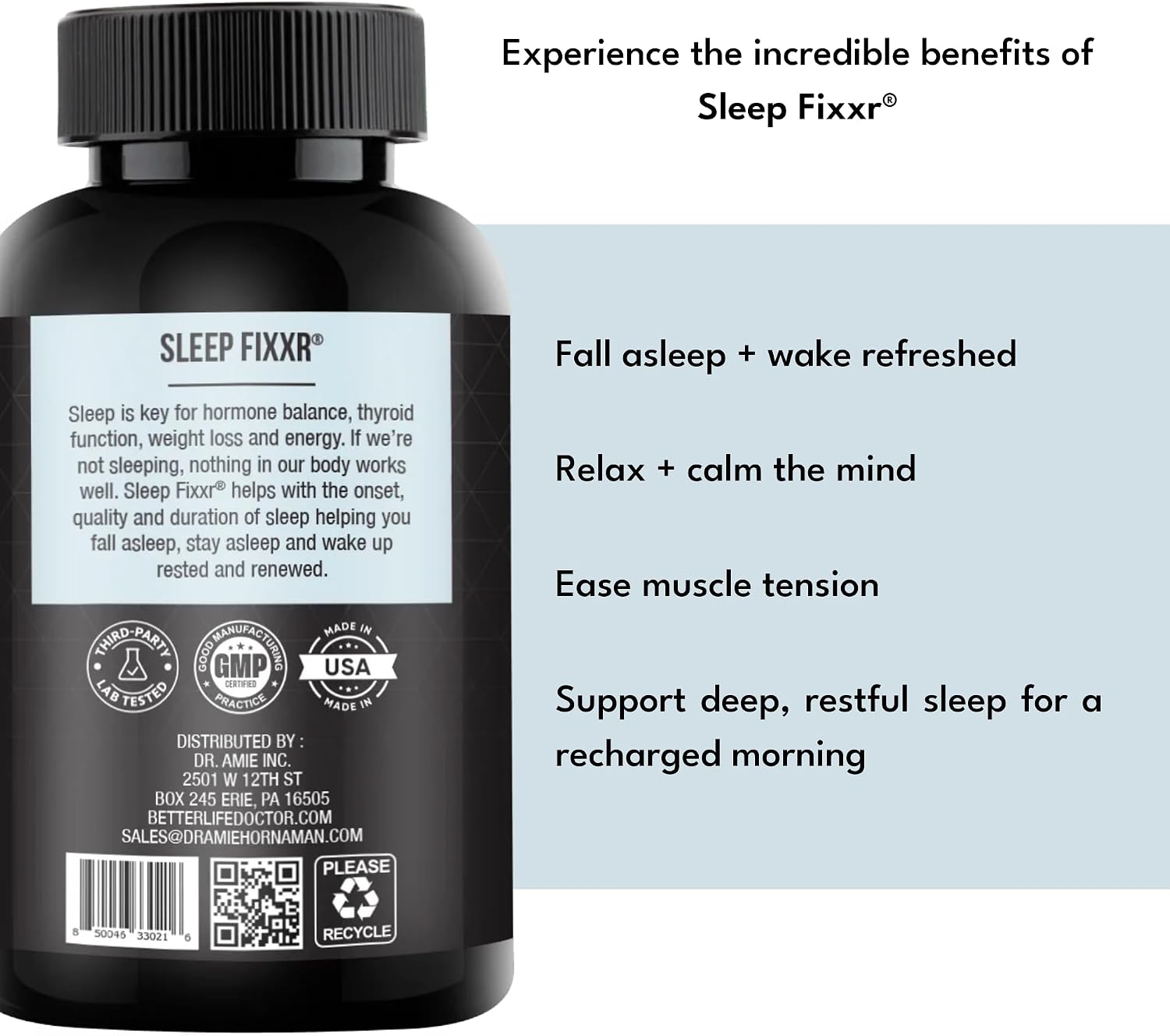 Fixxr Sleep Support: Melatonina, Inositol y Magnesio, 60 Cápsulas