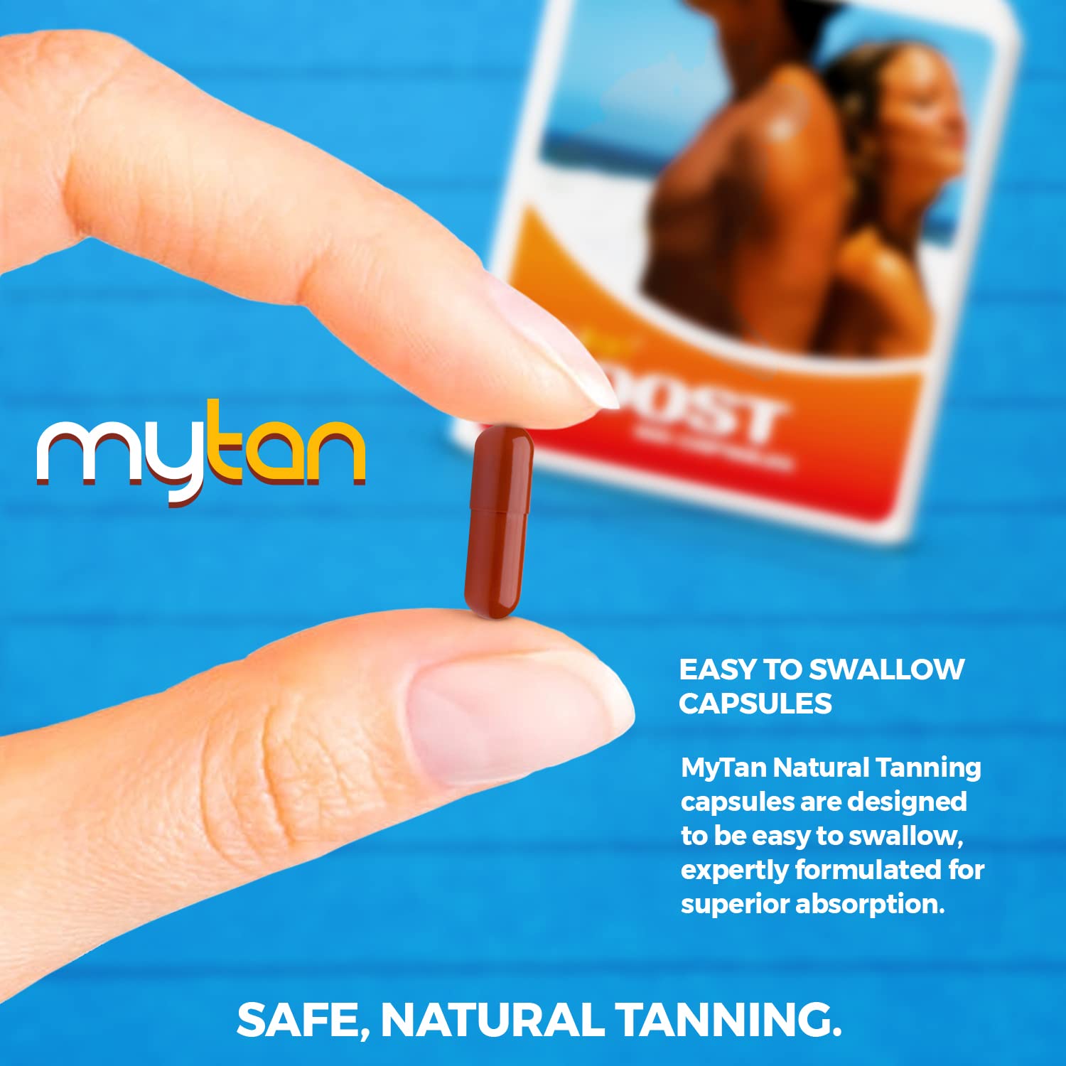 MyTan Boost Pastillas para Bronceado – Acelerador de Bronceado Natural, 100 Cápsulas