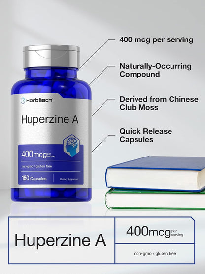 Horbäach Huperzina A 400 mcg | 180 Cápsulas | Complemento No-GMO y Sin Gluten – Image 3