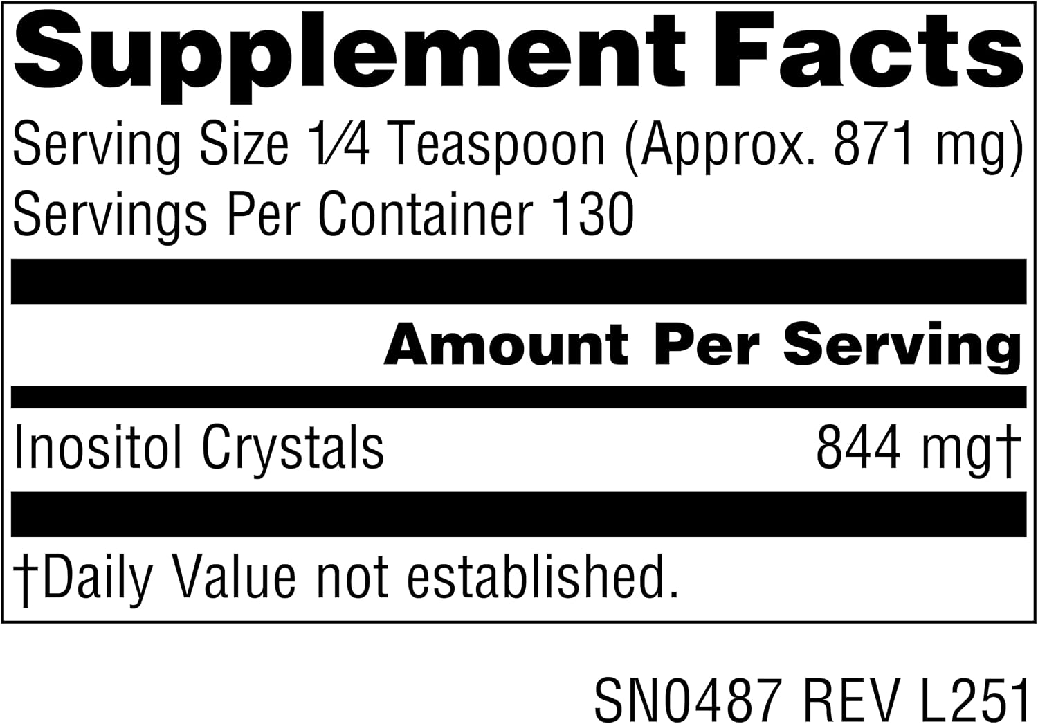 Source Naturals Inositol Puro, Complemento Alimenticio - 113 g (4 oz) en Cristales
