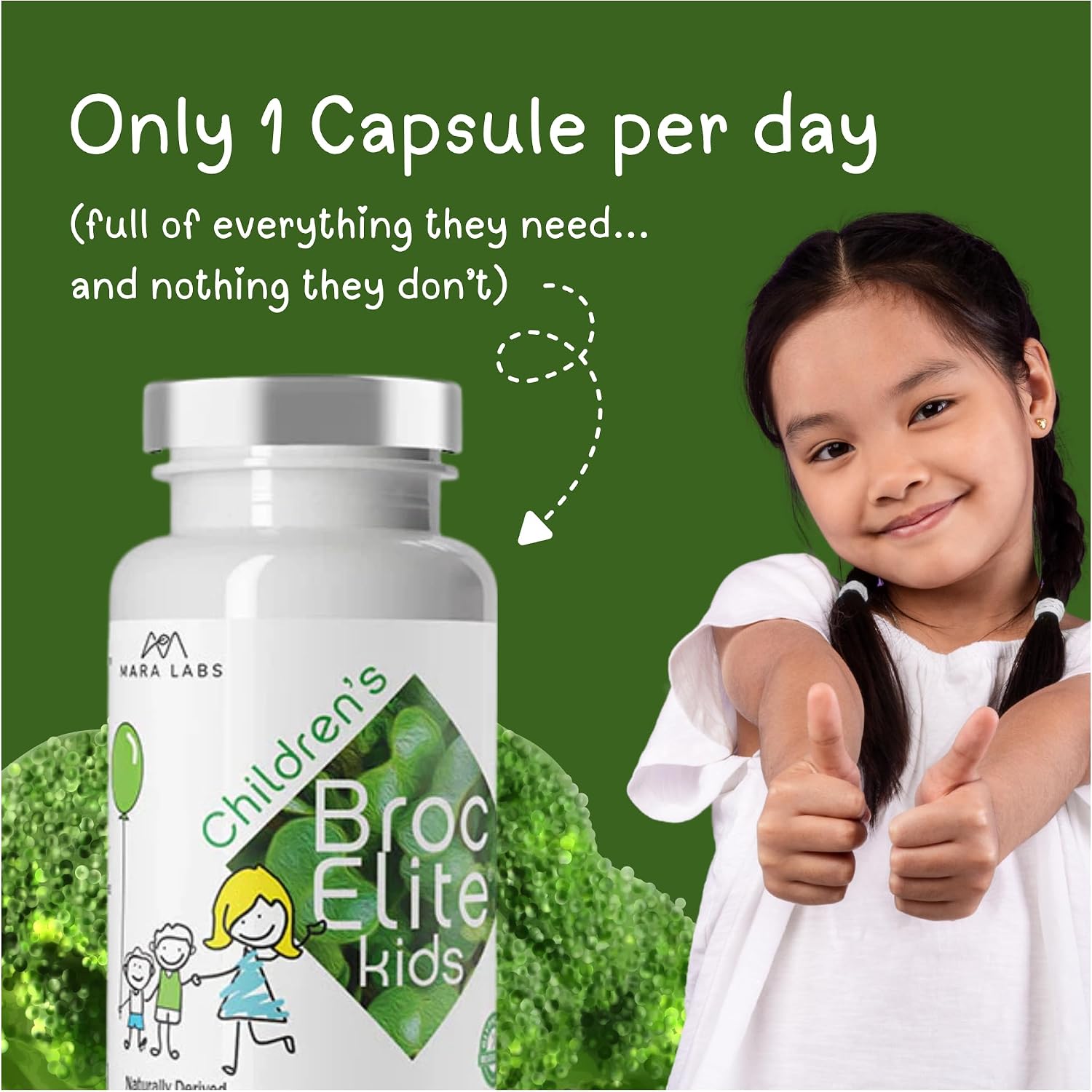 BrocElite Kids | Suplemento de Brócoli con Sulforafano Estabilizado para Niños | 30 Cápsulas Veganas