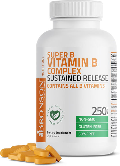 Bronson Super B Complejo B de Vitaminas con Liberación Sostenida (Vitamina B1, B2, B3, B6, B9 - Ácido Fólico, B12) Contiene – Image 8