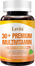LOVITA Multivitamínico Premium para Adultos 30+ con Enzimas, Cúrcuma y Apoyo Nutricional Integral - 120 Comprimidos Vegetarianos