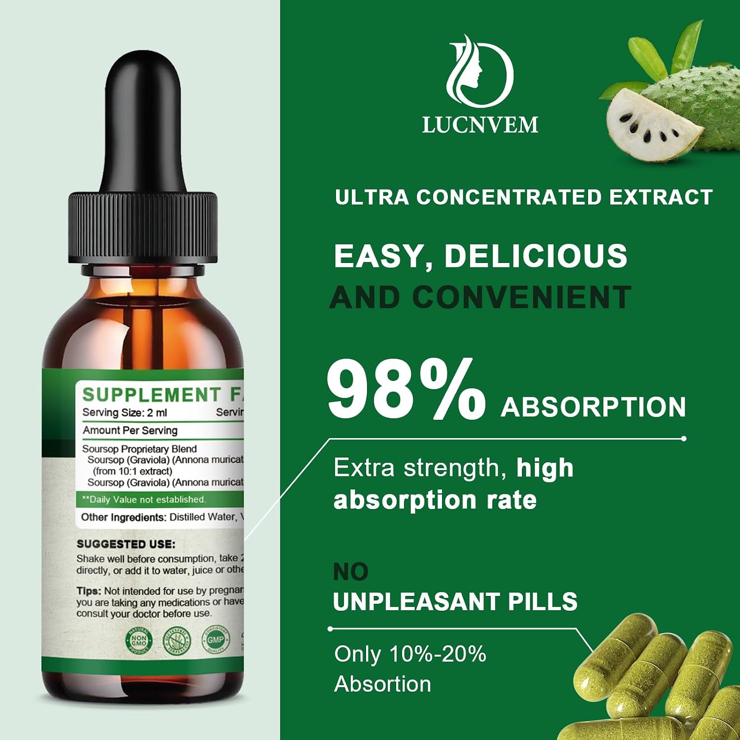 Extracto Líquido de Graviola (Guanábana) 2000mg – Gotas Naturales – 30 ml