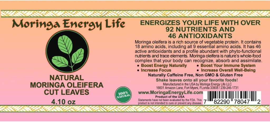 Moringa Leaf Shaker con Hojas de Moringa Pura con Nutrientes Esenciales, Rica en Vitaminas, Aminoácidos y Minerales Traza en Shaker de Moringa 116 g