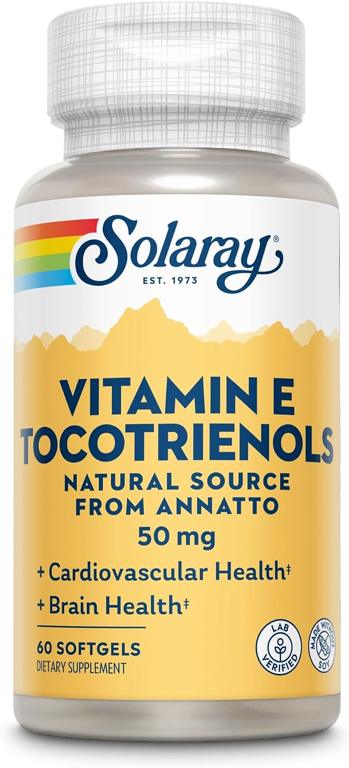 SOLARAY Tocotrienoles de Vitamina E 50 mg, Apoyo Cognitivo, Sin Soja, 50 Cápsulas