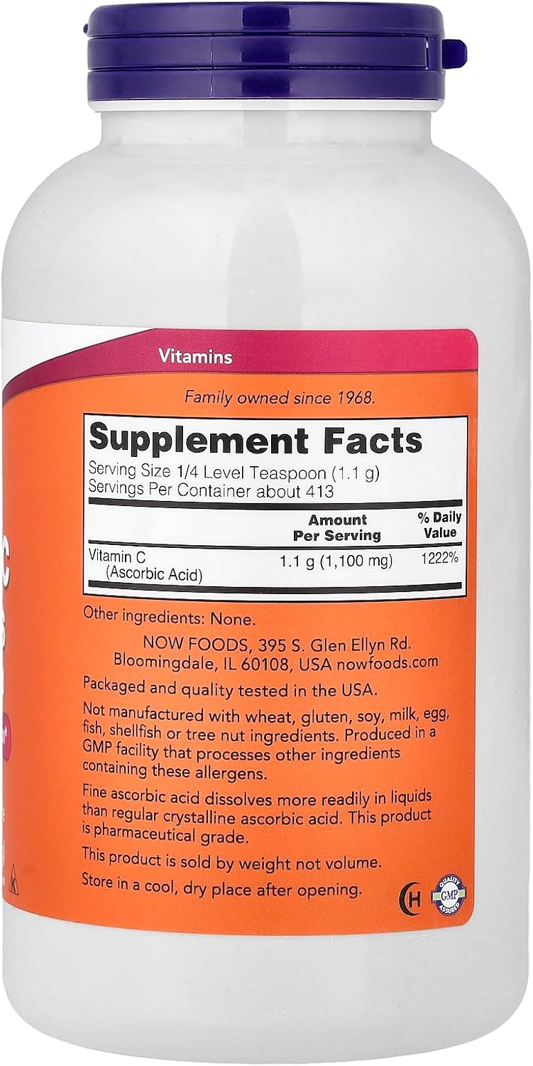 NOW Foods Cristales de Vitamina C, 1 lb (454 g)